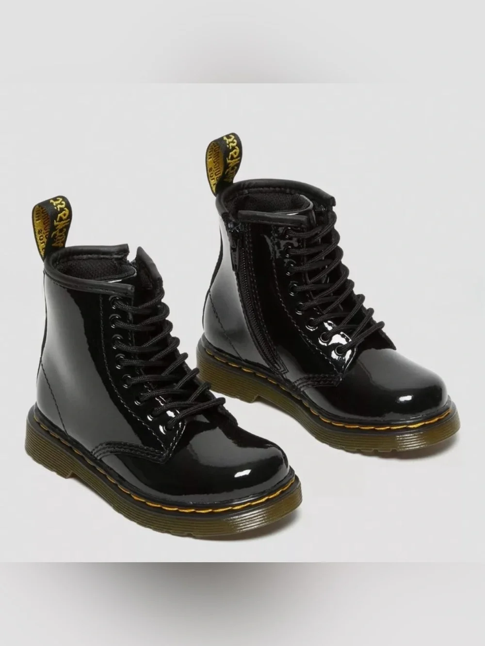 Dr. Martens TODDLER 1460 BLAK  PATENT LEATHER LACE UP BOOTS Size  8